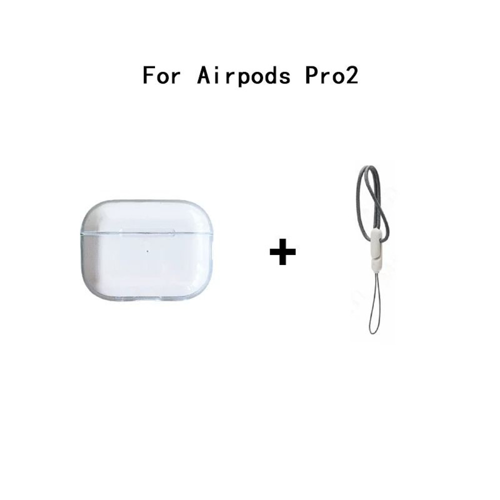 Clear Soft TPU Earphone Case For AirPods 4 3 2 1 Pro And Pro2 With Lanyard Strap 6
