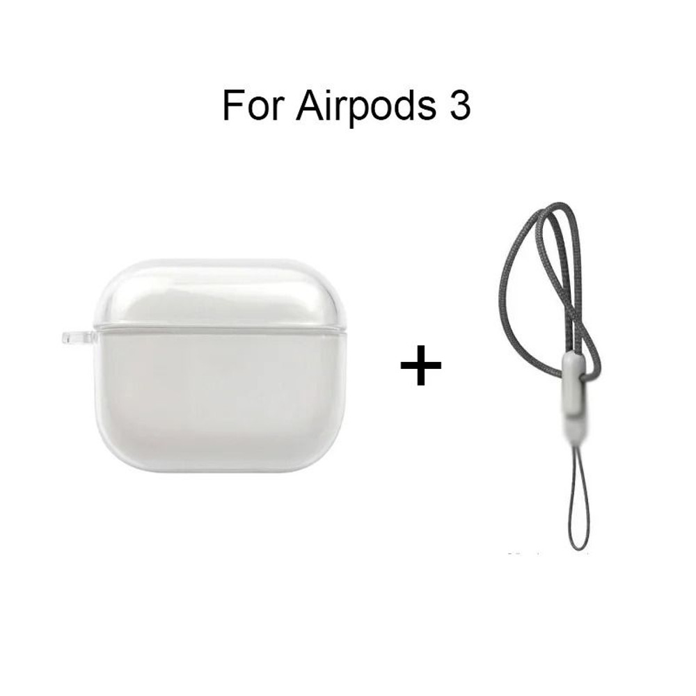 Clear Soft TPU Earphone Case For AirPods 4 3 2 1 Pro And Pro2 With Lanyard Strap 8