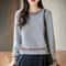Autumn Winter Women Pure Cotton Knitted ONeck Pullover Sweater 3