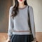Autumn Winter Women Pure Cotton Knitted ONeck Pullover Sweater 3
