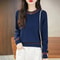 Autumn Winter Women Pure Cotton Knitted ONeck Pullover Sweater 4