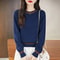 Autumn Winter Women Pure Cotton Knitted ONeck Pullover Sweater 6
