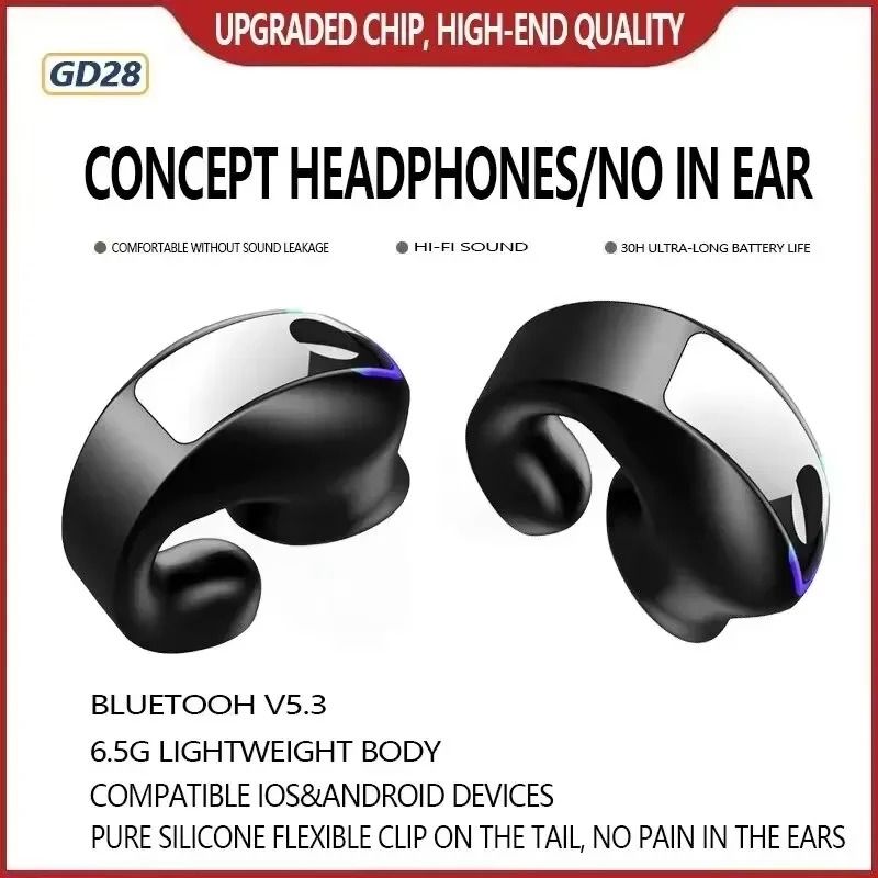 Bluetooth Earphone Clip On Mono Bone Conduction GD28 Wireless Headset 2