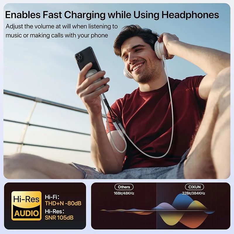 2 In 1 Type C To 35mm Audio Adapter PD 60W Fast Charging 5