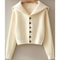 Spring Autumn Women Leisure Solid Color Knitted Retro Lady Long Sleeve Cardigan Knit Top 4