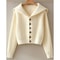 Spring Autumn Women Leisure Solid Color Knitted Retro Lady Long Sleeve Cardigan Knit Top 7