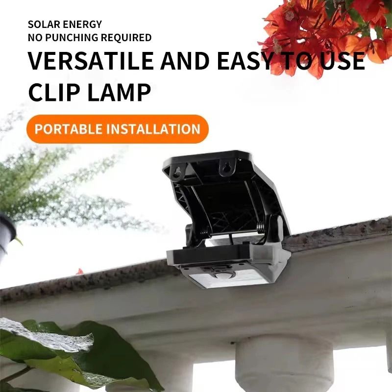 Solar Security Light Outdoor Motion Sensor Clip IP65 Waterproof Garden Camping Light 2