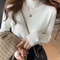 Vintage Waffle Knit Turtleneck Sweater For Women Autumn Winter 12
