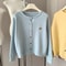 Zekye Autumn O Neck Knit Sweater With Sweet Cartoon Embroidery 7