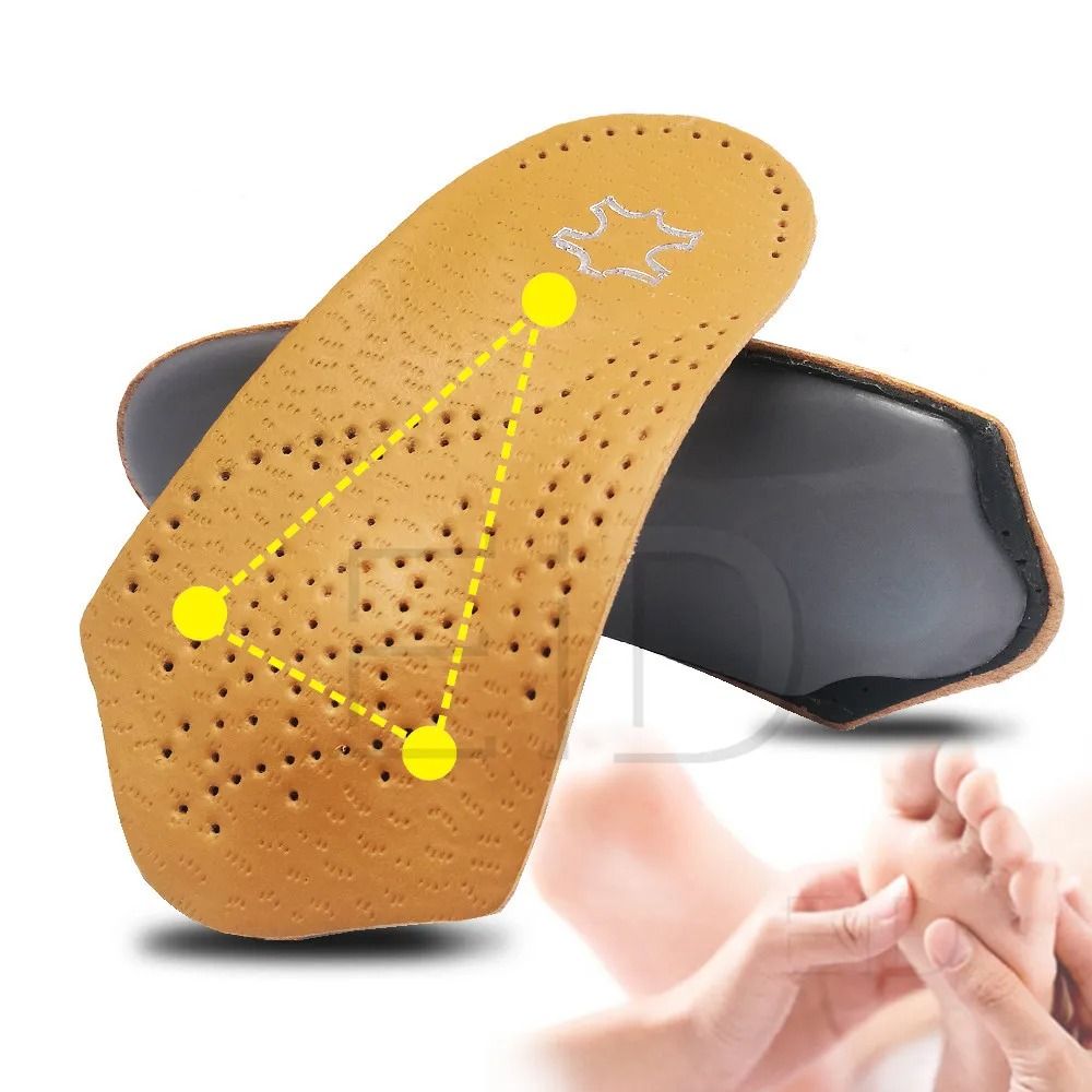 Leather Orthotic Insoles Heel Cushion Foot Support Pads 1