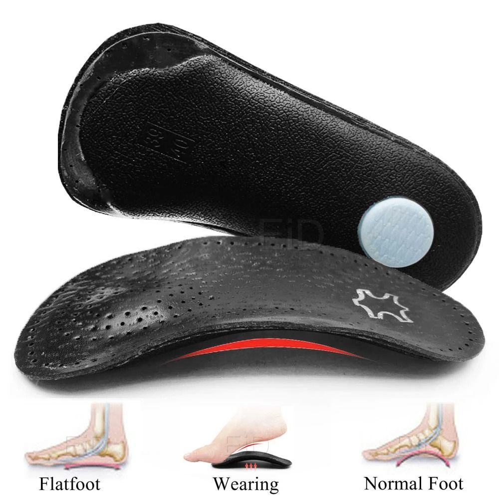 Leather Orthotic Insoles Heel Cushion Foot Support Pads 4