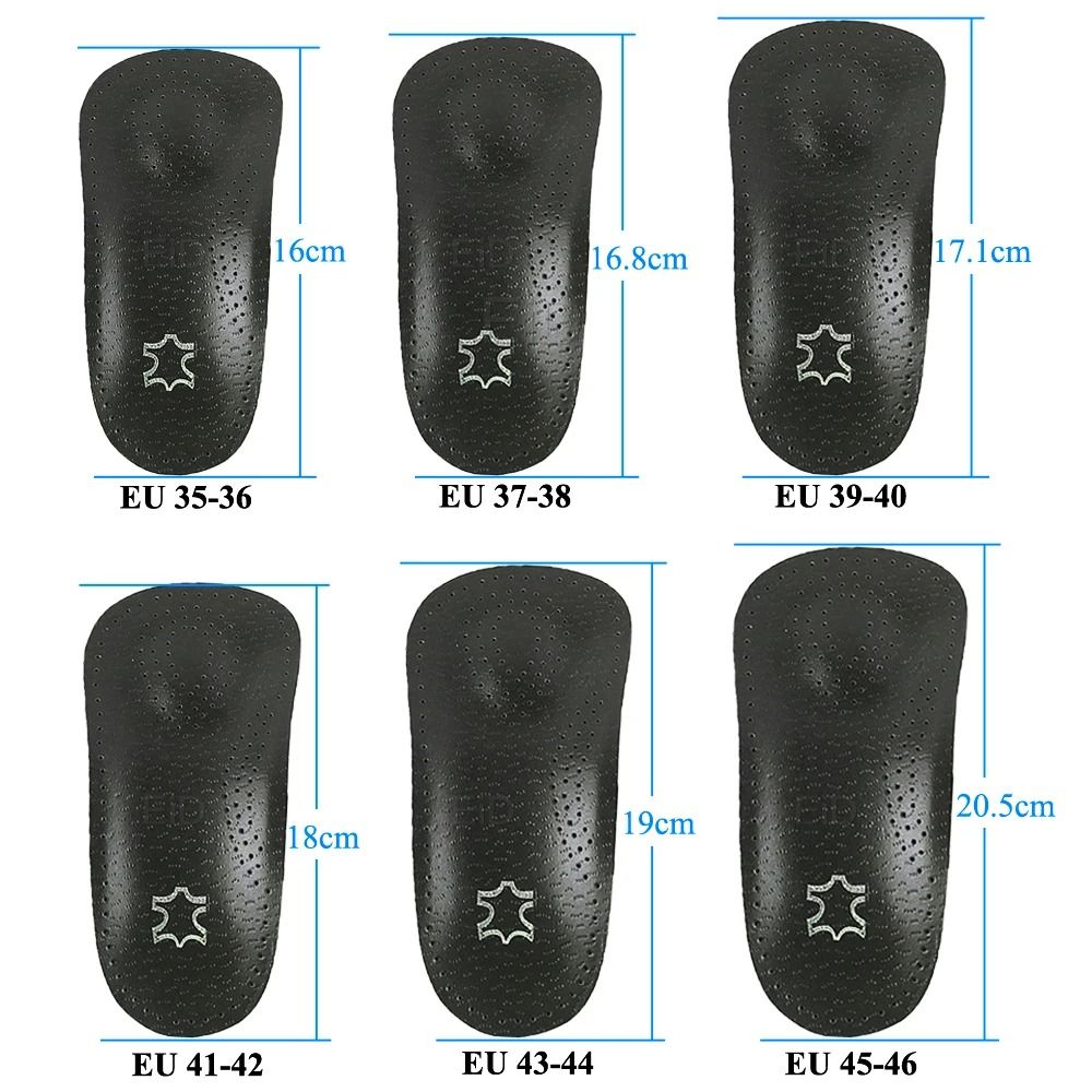 Leather Orthotic Insoles Heel Cushion Foot Support Pads 5