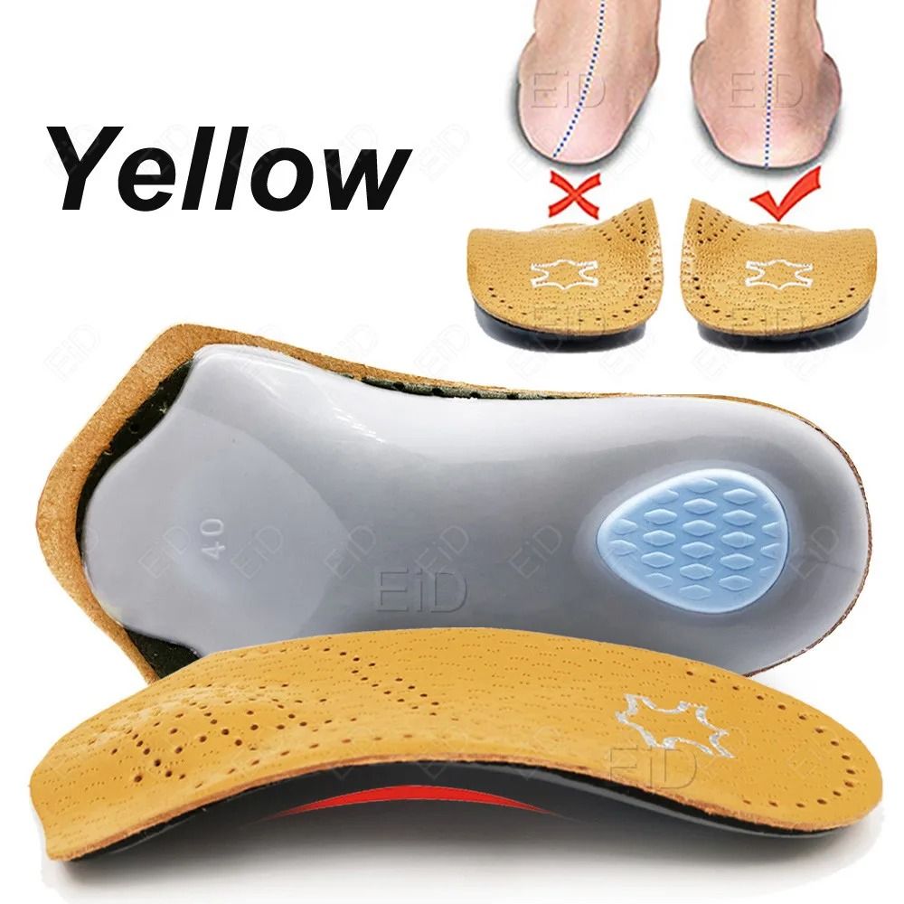 Leather Orthotic Insoles Heel Cushion Foot Support Pads 7