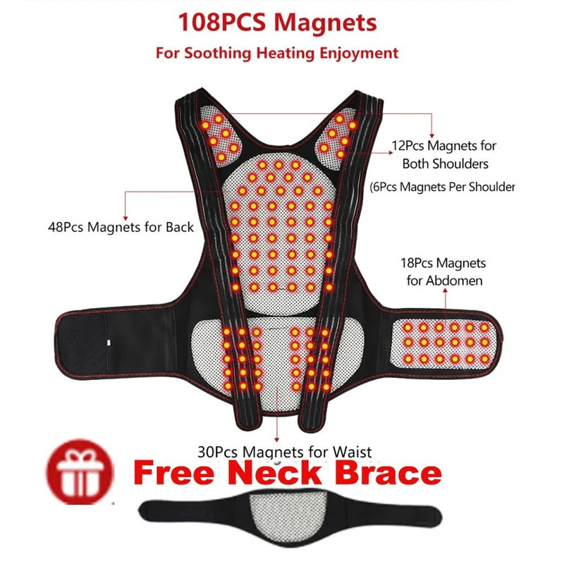 Self Heating Back Support Waist Brace Magnetic Heating Corrector Belt Back Posture Corrector Spine 6