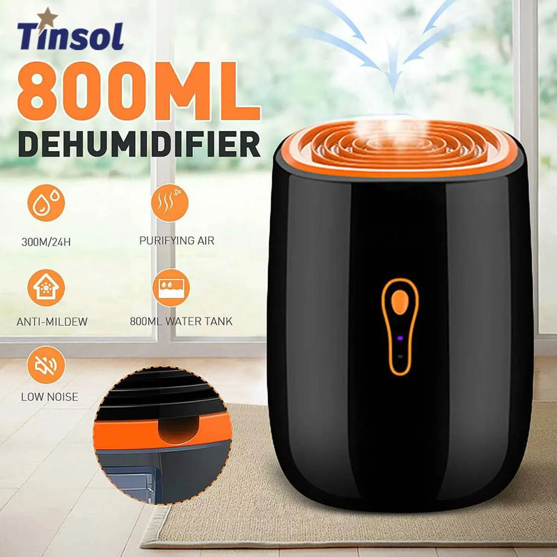 TINSOL Air Dehumidifier 800 Ml Portable Low Noise Home Humidity Dryer 0