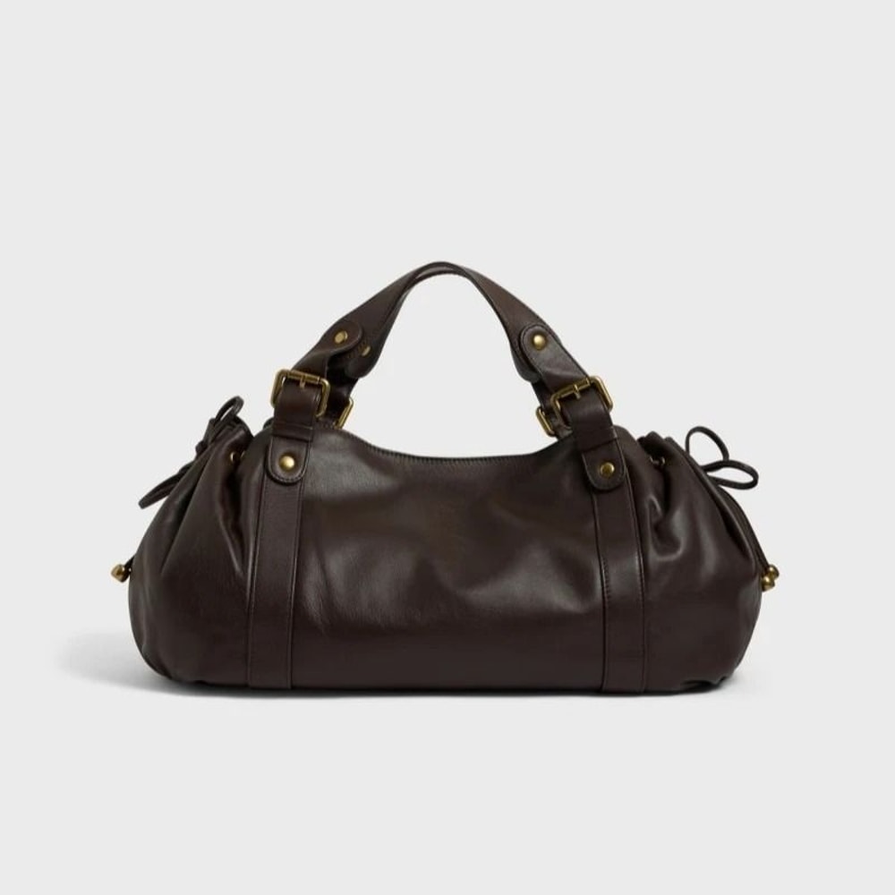 Womens Vintage Handbag Solid Color Tote Shoulder Bag Luxury Everyday Style 10