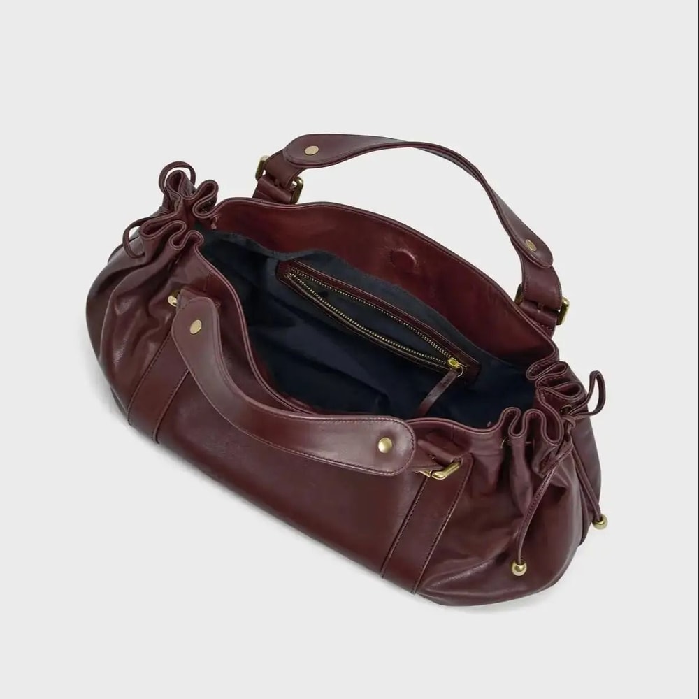 Womens Vintage Handbag Solid Color Tote Shoulder Bag Luxury Everyday Style 5