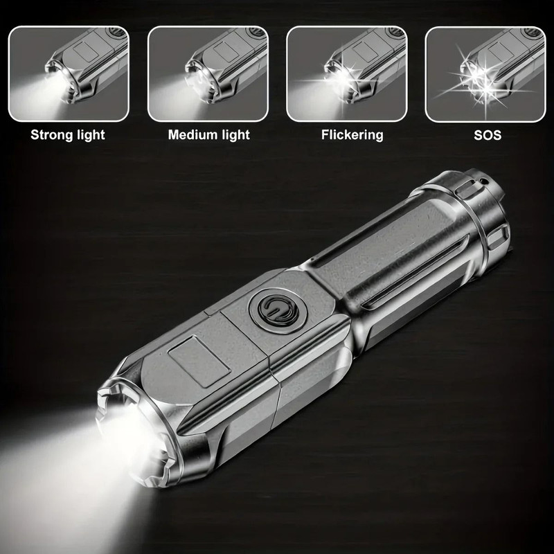 Rechargeable USB Waterproof Zoom Tactical Flashlight 100000 Lumen For Fishing Hunting Camping 2