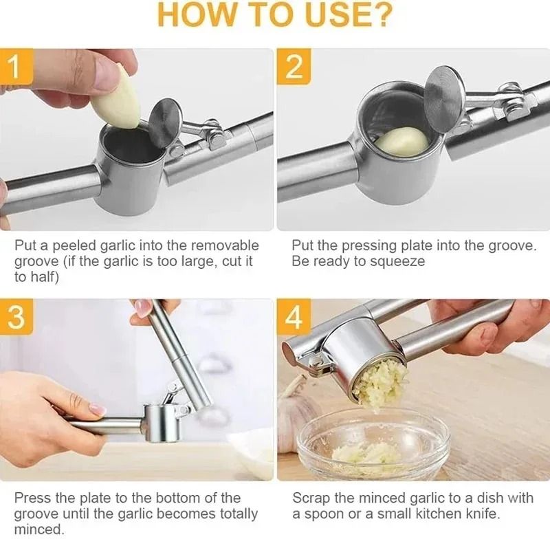 Stainless Steel Garlic Press Mincer 7 In Extended Edition Rust Proof Kitchen Gadget 3