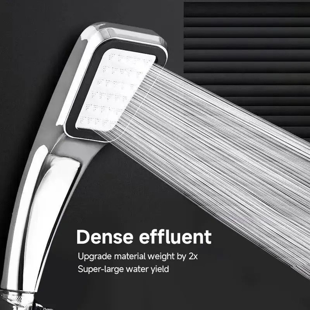 Square Handheld Pressurized Shower Head 300Hole Water Saving Rainfall Spray 2