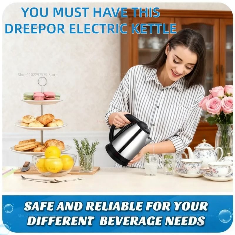 Smart Electric Kettle Stainless Steel Portable Water Kettle 1500W 2L 3