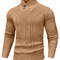 Men Shawl Collar Cable Knit Pullover Sweater Fleece Woolen Solid Color 10