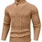 Men Shawl Collar Cable Knit Pullover Sweater Fleece Woolen Solid Color 10