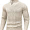 Men Shawl Collar Cable Knit Pullover Sweater Fleece Woolen Solid Color 5