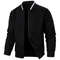 Men Long Sleeve Zipper Jacket Stand Collar Solid Color Baseball Sweatshirt 3