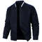 Men Long Sleeve Zipper Jacket Stand Collar Solid Color Baseball Sweatshirt 4