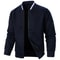 Men Long Sleeve Zipper Jacket Stand Collar Solid Color Baseball Sweatshirt 4