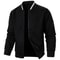 Men Long Sleeve Zipper Jacket Stand Collar Solid Color Baseball Sweatshirt 6