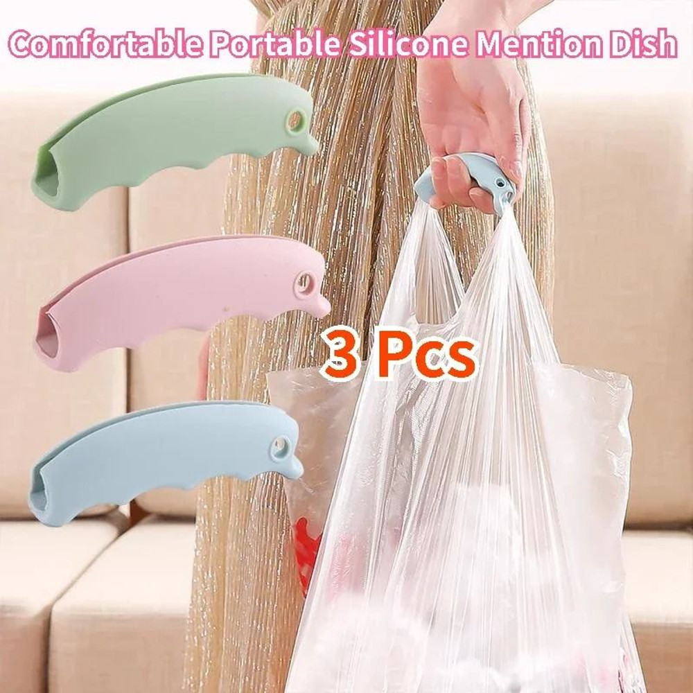Silicone Grocery Bag Handle Clips Set Of 3 0