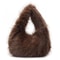 Solid Color Faux Fur Bag For Women Winter Soft Plush Handbag Tote 10