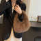 Solid Color Faux Fur Bag For Women Winter Soft Plush Handbag Tote 2