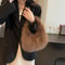 Solid Color Faux Fur Bag For Women Winter Soft Plush Handbag Tote 2