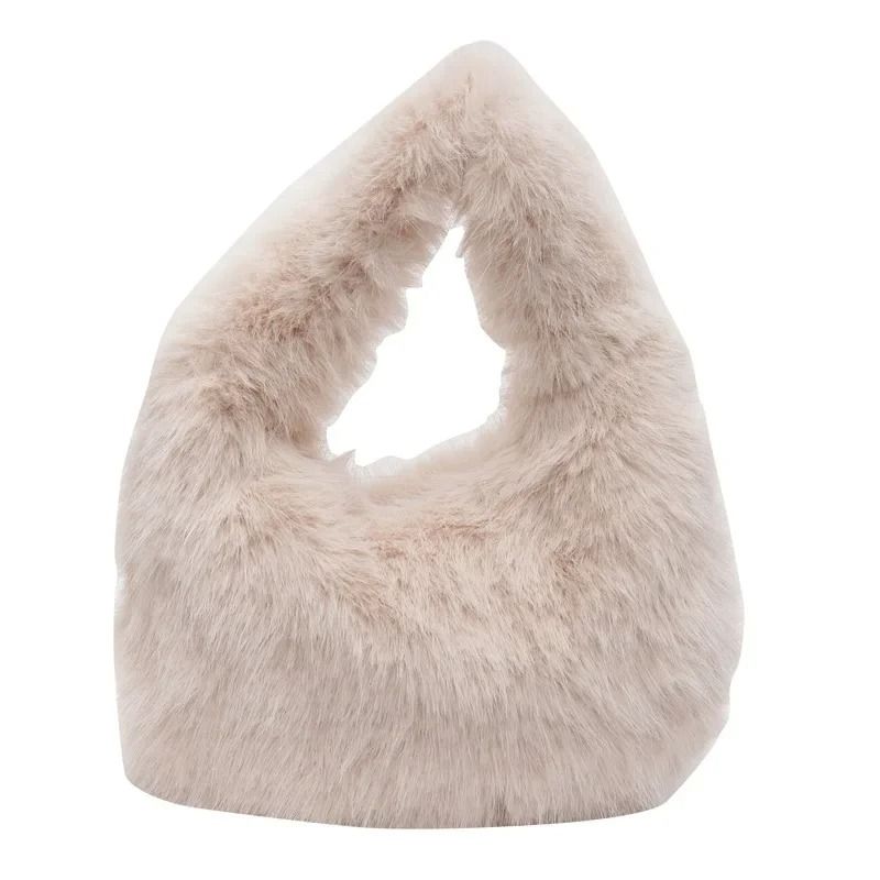 Solid Color Faux Fur Bag For Women Winter Soft Plush Handbag Tote 6