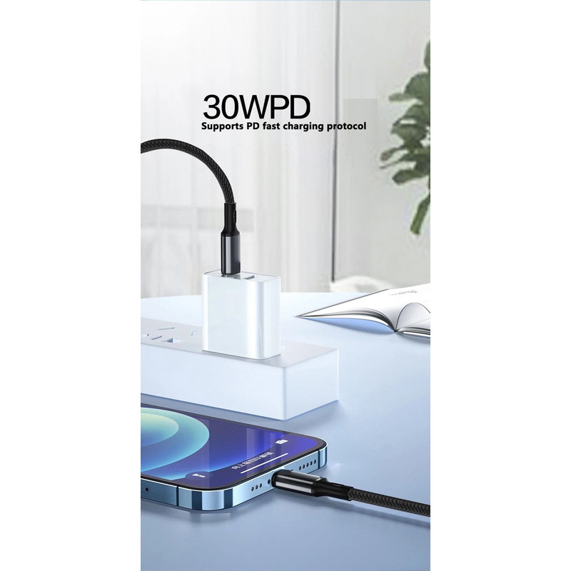 PD 30W Charger Cable USB A To Type C Lightning Fast Charging Data Line 2