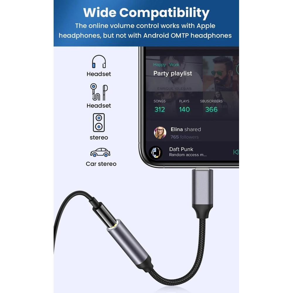 IOS To 35 Mm Jack Cable Adapter AUX For IPhone 12 13 14 Pro Headphone Connector Audio Splitter 2