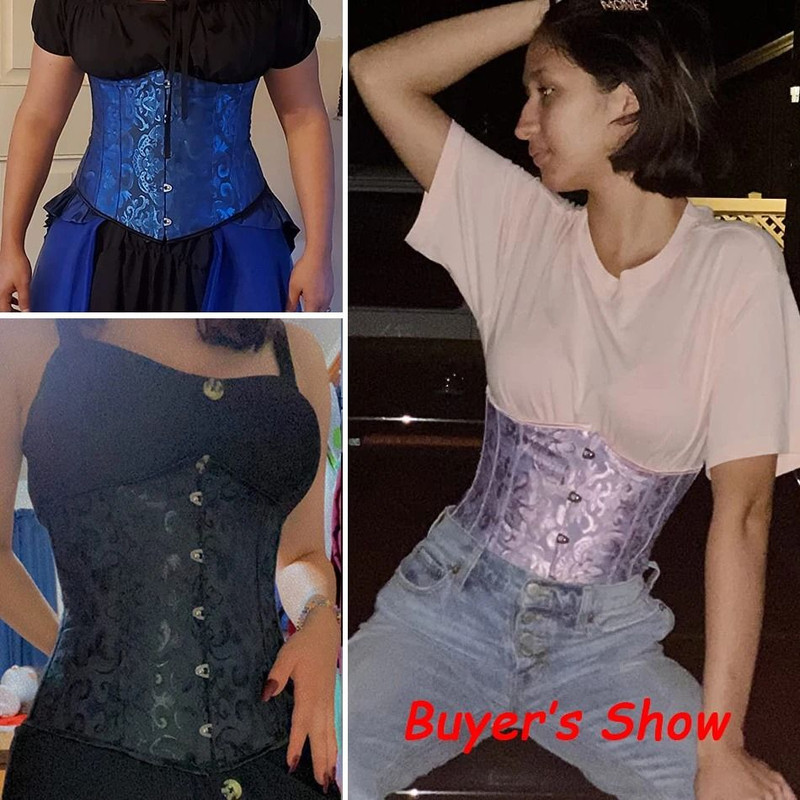 Underbust Corset Floral Push Up Boned Bustier Gothic Corset For Women 4