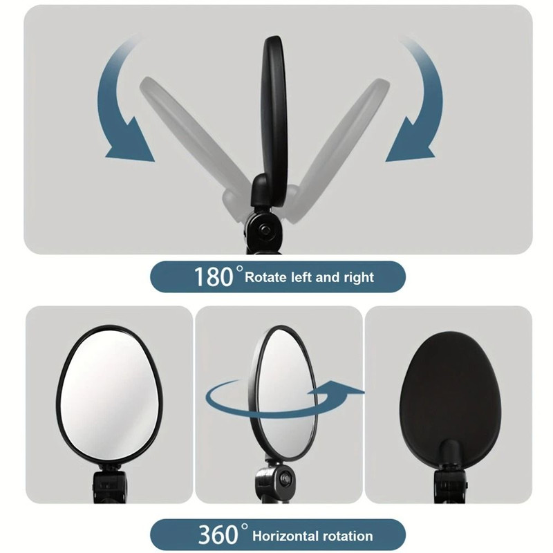 2PCS Bicycle Rearview Mirror 360 Degree Adjustable Rotatable Universal Handlebar Rear View Mirrors 3