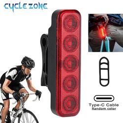 led bicycle tail light usb type-c rechargeable rear warning light for mountain and road bikes