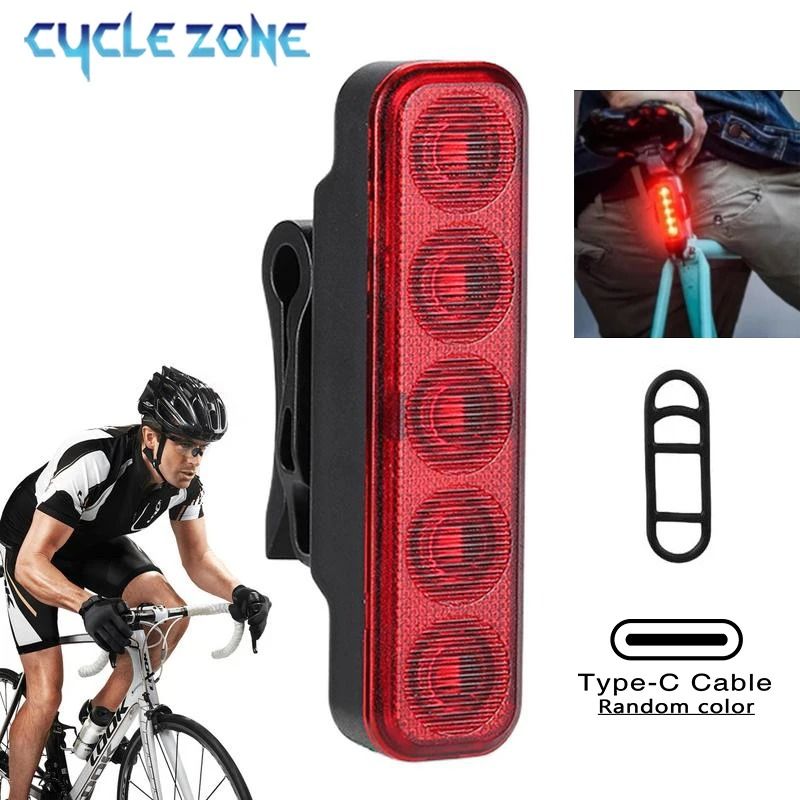 LED Bicycle Tail Light USB TypeC Rechargeable Rear Warning Light For Mountain And Road Bikes 0