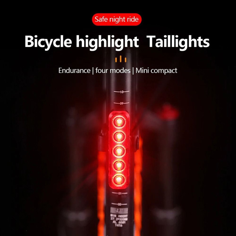 LED Bicycle Tail Light USB TypeC Rechargeable Rear Warning Light For Mountain And Road Bikes 1