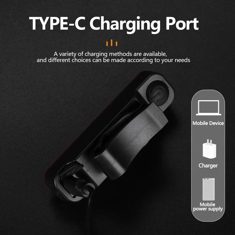 LED Bicycle Tail Light USB TypeC Rechargeable Rear Warning Light For Mountain And Road Bikes 2