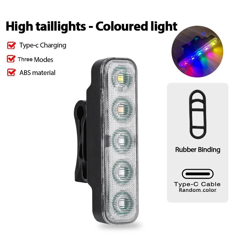 LED Bicycle Tail Light USB TypeC Rechargeable Rear Warning Light For Mountain And Road Bikes 8