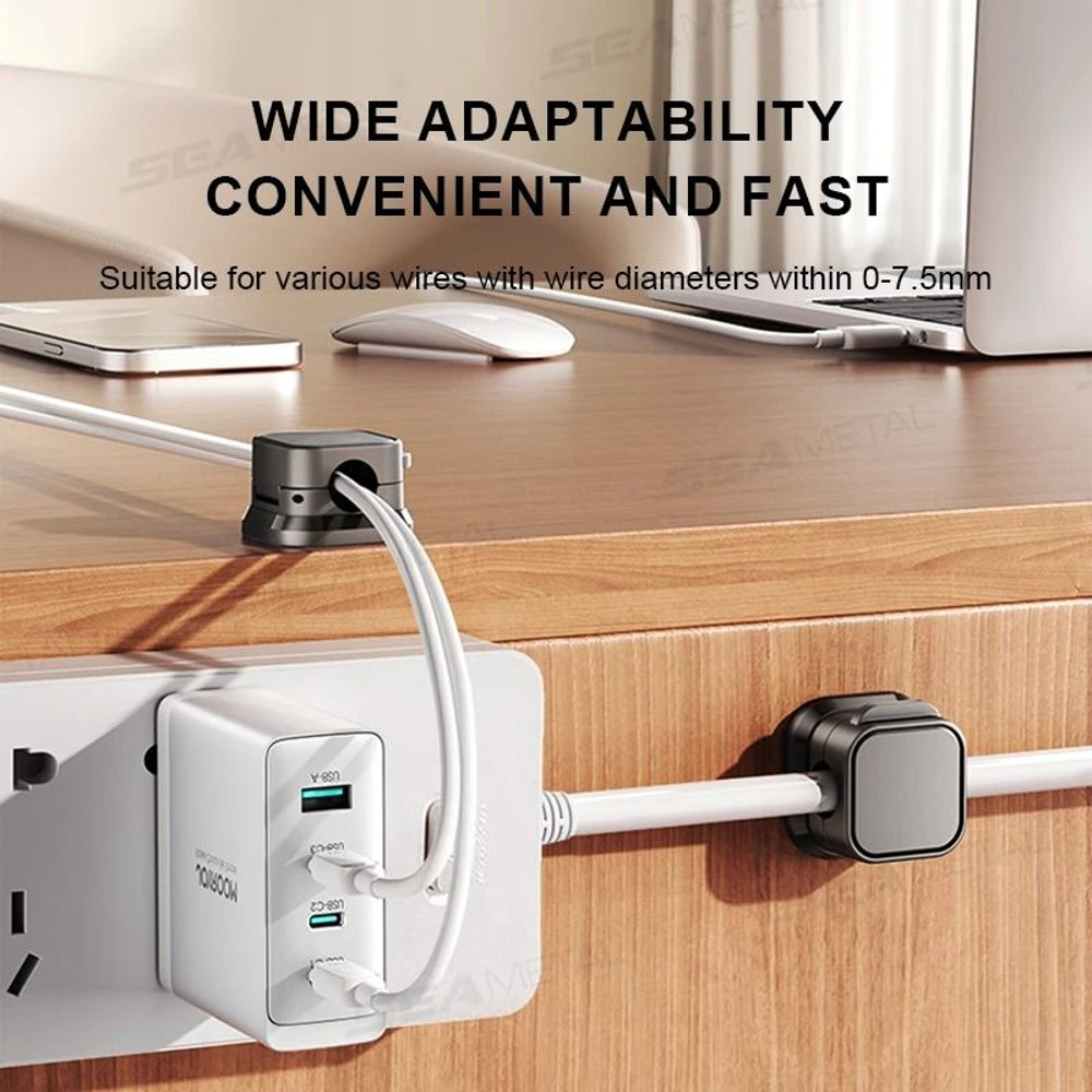 SEAMETAL 10PCS Magnetic Cable Holder Self Adhesive Cord Clip For Car Home Office 2