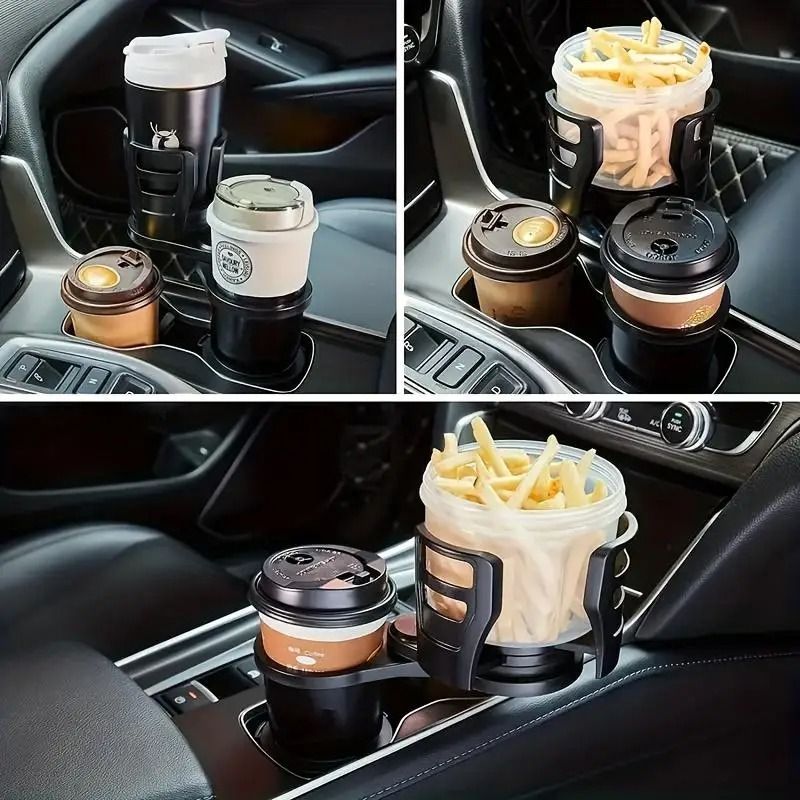 Car Cup Holder Expander Adjustable Dual Cup Holder With Phone Holder Organizer 2