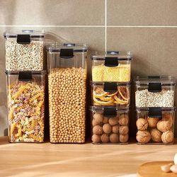 high quality sealed jar food storage box transparent plastic kitchen organizer