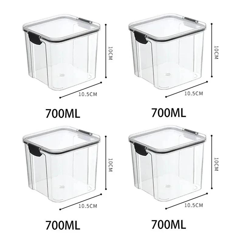 High Quality Sealed Jar Food Storage Box Transparent Plastic Kitchen Organizer 15